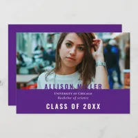 Purple Modern Typography Photo Graduation Party  Invitation