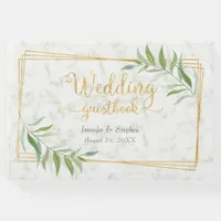 Marble with Eucalyptus Greenery Gold Wedding Guest Book