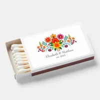 Colorful Mexican Folk Art Floral Custom Wedding Matchboxes