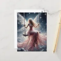Fairy on a Swing in a Pink Dress Postcard