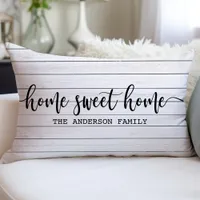 Home Sweet Home Farmhouse Rustic Wood Personalized Lumbar Pillow