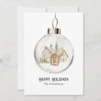 Neutral Watercolor Holiday Ornament Photo Xmas
