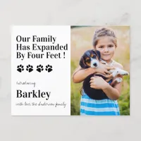 Personalized Photo New Pet Dog Puppy Shower  Announcement Postcard