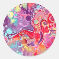 Colorful Abstract Modern Digital Art  Classic Round Sticker