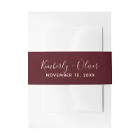 Burgundy Simple Calligraphy Wedding  Invitation Belly Band