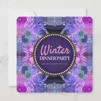 Geo Frills Purple Pink Birthday Shower Party Invitation