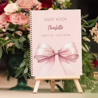 Guest book blush pink bow SWEET 16