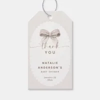 Elegant White Snowy Coquette Baby Shower Thank you Gift Tags