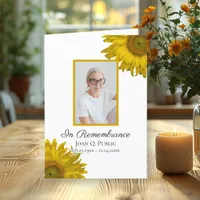 Yellow Sunflower Blossoms Funeral Service Folded Program