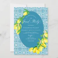 Mediterranean Blue Tiles Lemon Photo Graduation Invitation