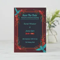 Hummingbird Dark Botanical Theme Invitation