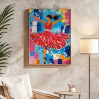 Salsa Dancer Red Dress Abstract Wall Art