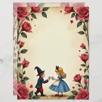 Alice and Cards Roses Border Scrapbook Paper