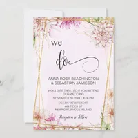 *~* WE DO Pink Pastel Floral RSVP AR15 QR Invitation