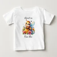 Sweet as Can Be | Honey bee and Flowers Baby T-Shirt