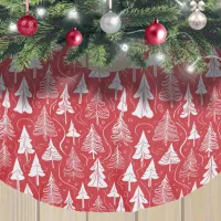 Red Christmas Pattern#6 ID1009 Brushed Polyester Tree Skirt