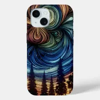 Mystical Ethereal Art with Trees and Night Sky iPhone 15 Case