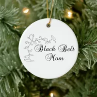 Floral Martial Arts Black Belt Mom Ceramic Ornament