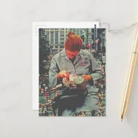 Run Fast The Denist is Coming A Surreal Collage  Postcard