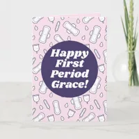 Happy First Period Pink Cute Menstrual Pad Card