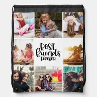 Trendy Best Friends Forever Photo Collage Drawstring Bag