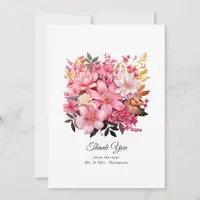 Blush Pink and Gold Floral Wedding Thank You Card