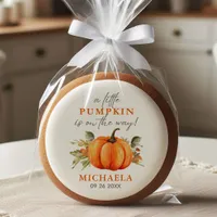 Little Pumpkin On The Way Watercolor Baby Shower Sugar Cookie
