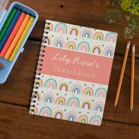 Personalized Rainbow Pattern Sketchbook Notebook