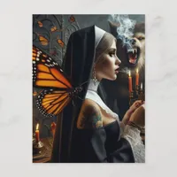 Butterfly Nun Werewolf Horror Postcard
