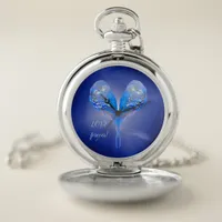 Blue budgie personalizable pocket watch