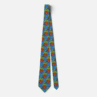 Pumpkins and Bats in Patterns of Green/Blue Tie