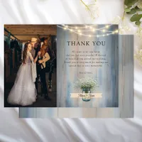 Rustic Baby’s Breath Wedding Photo Thank You Card