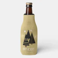 Christmas Trees and Snowflakes Gold ID863  Bottle Cooler