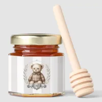 Classic Preppy Teddy Bear Monogram Honey Jar Favors
