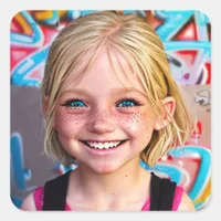 Tribal Kids | Happy Little Blonde with Freckles Square Sticker