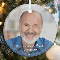 Forever In Our Hearts Modern Remembrance Memorial Glass Ornament