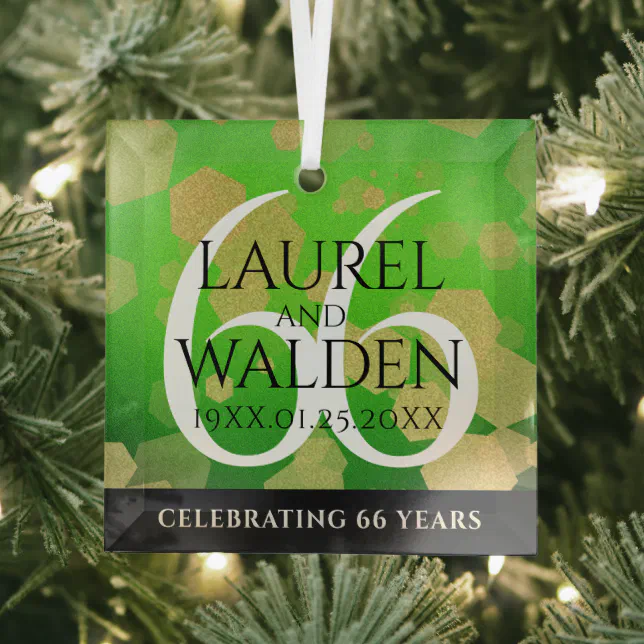 Elegant 66th Titanite Wedding Anniversary Glass Ornament