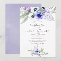 Pastel Violet Floral Confirmation Invitation