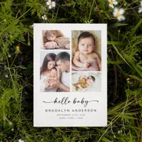 Hello Baby | Modern Four Photo Birth Announcement