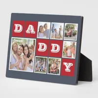 Block Photo Collage DADDY | Red Blue Plaque