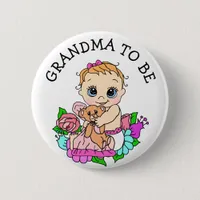 Grandma To Be Girl's Baby Shower Button