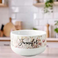 Wildflowers beige pink name soup mug