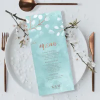 Watercolor Snowdrops Wedding Teal/Copper ID726 Menu