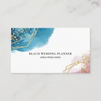 *~* Beach Abstract Blue Pink Gold Glitter Polygons Business Card