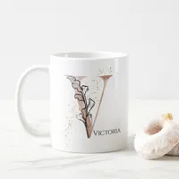 Monogram Initial Modern Letter V Boho Personalized Coffee Mug