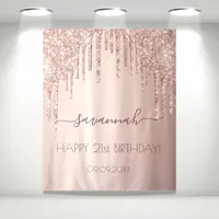 Birthday party rose gold pink sparkle tapestry