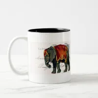 Vintage Elephant Postcard Digital Art Two-Tone Coffee Mug