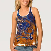 Blue and Copper Abstract Modern Art  Tank Top