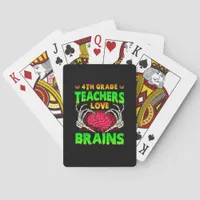 4th Grade Teacher Skeleton Heart Hands Halloween L Poker Cards