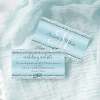 Elegant Damask Monogram Blue Wedding Website Enclosure Card